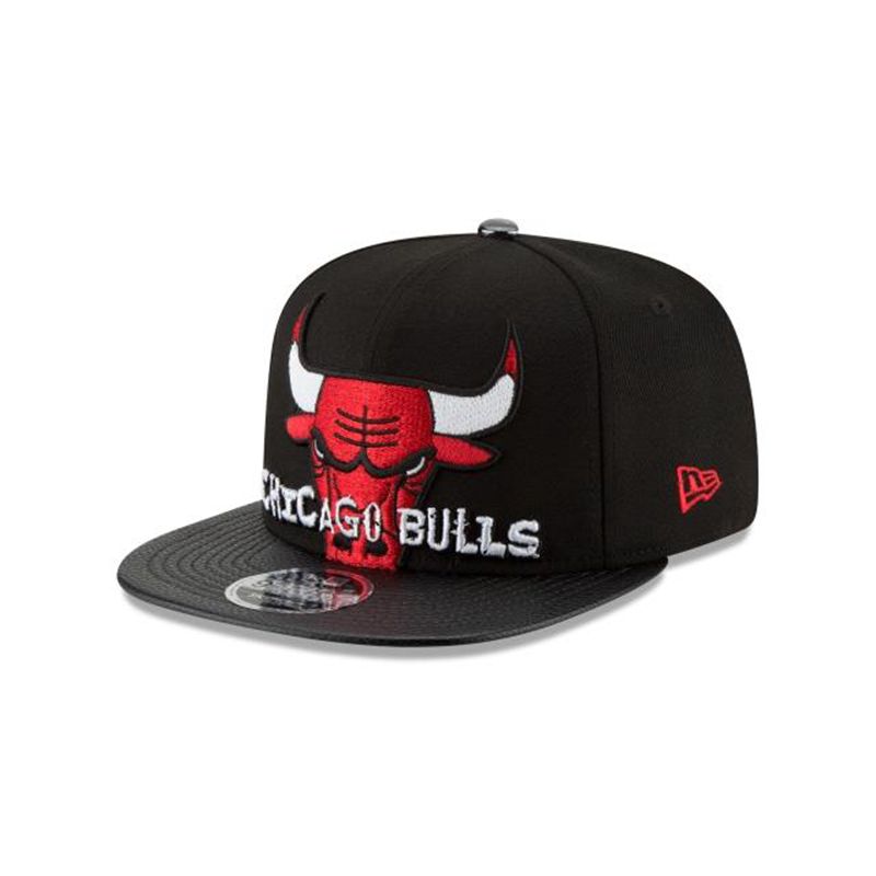 NBA Chicago Bulls Tumbled Visor 9Fifty Snapback (PFG2506) - Black New Era Caps